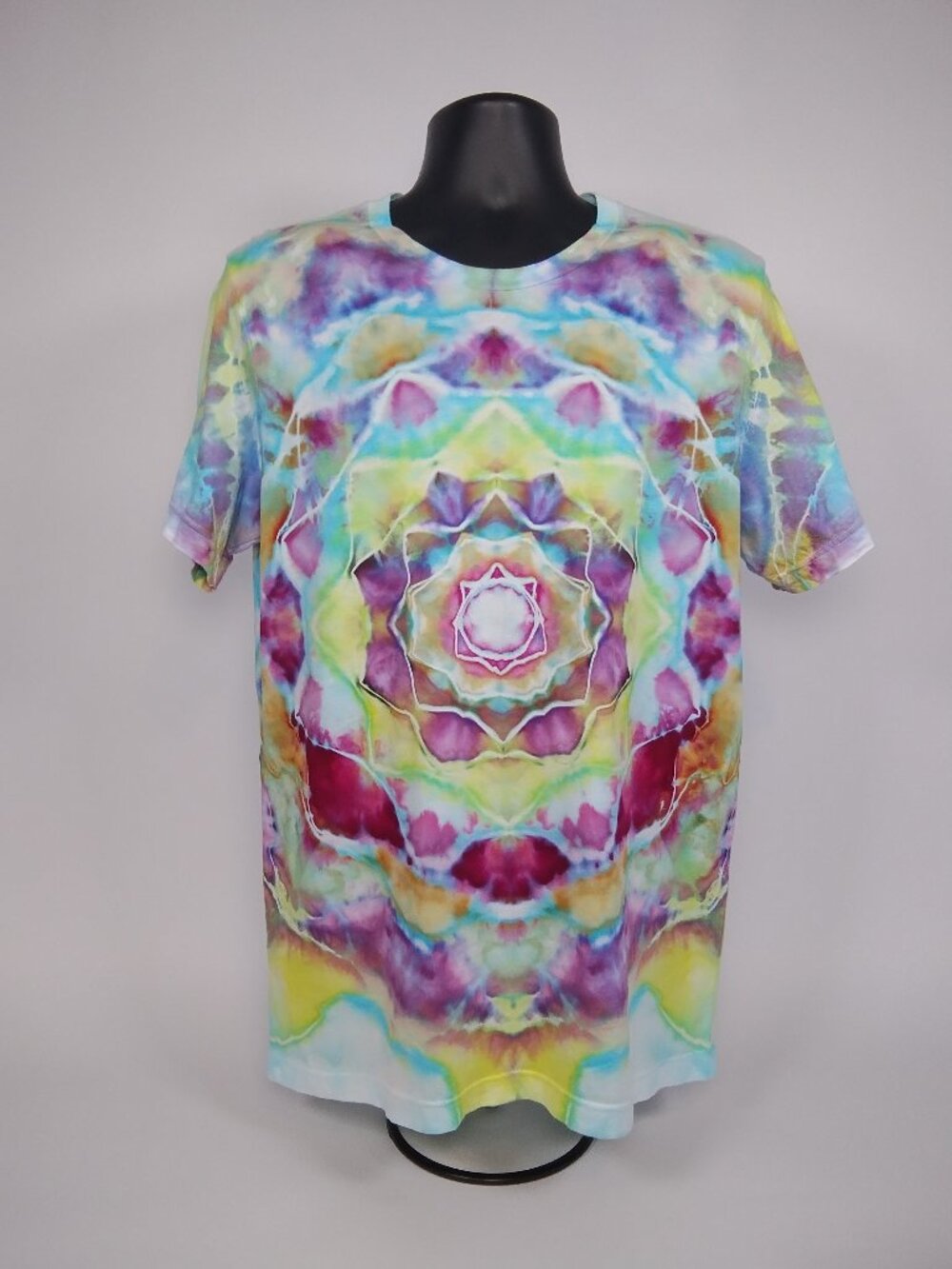 Large Unisex Bella-Canvas 3001C “Mandala” Ice Dyed T-Shirt
